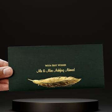 Emerald Green With Gold Leaf Envelope