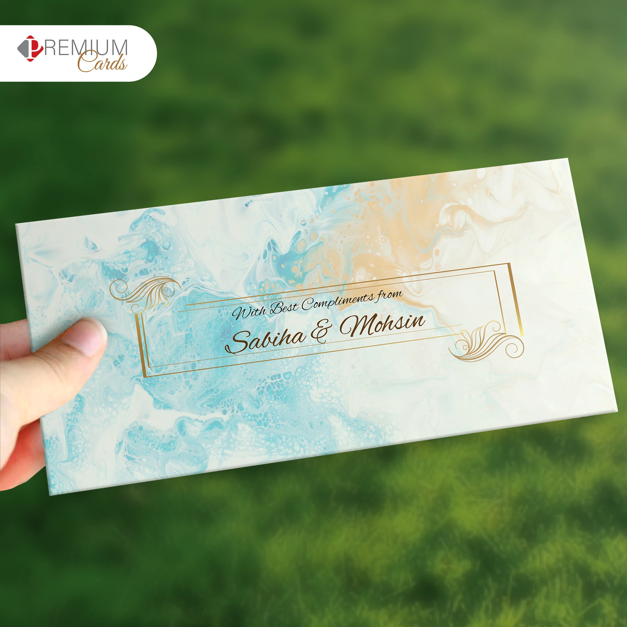 Blue Gold  Best Wishes Envelope