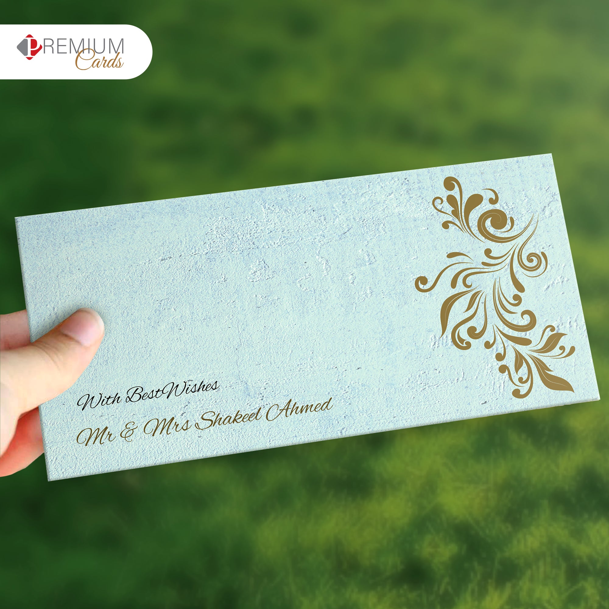 Blue Gold Best Wishes Envelope