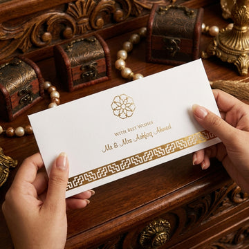 White Envelope With Gold Foil Notifs & Border