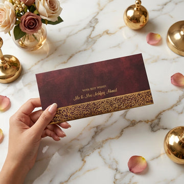 Maroon Envelope With Gold Border