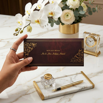 Maroon Envelope With Golden Foil Luxury Border