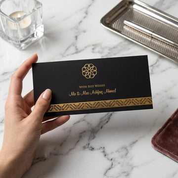 Luxury Black Envelope With Gold Foil Motif With Border
