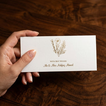 White Envelope With Golden Foil Floral Motif