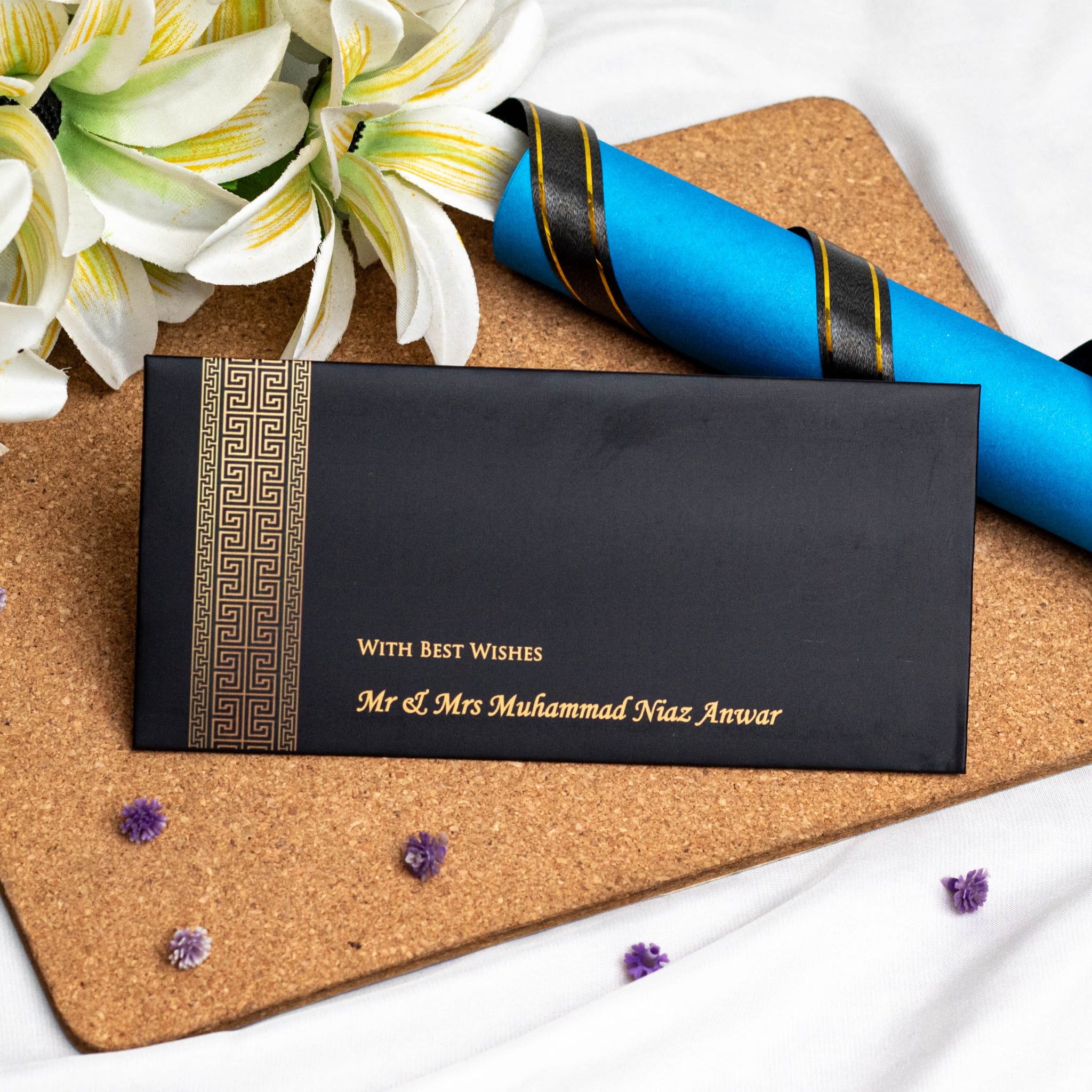 Gold Black  Best Wishes Envelope