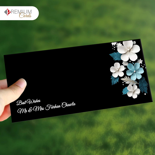 Black & Blue Floral Best Wishes Envelope