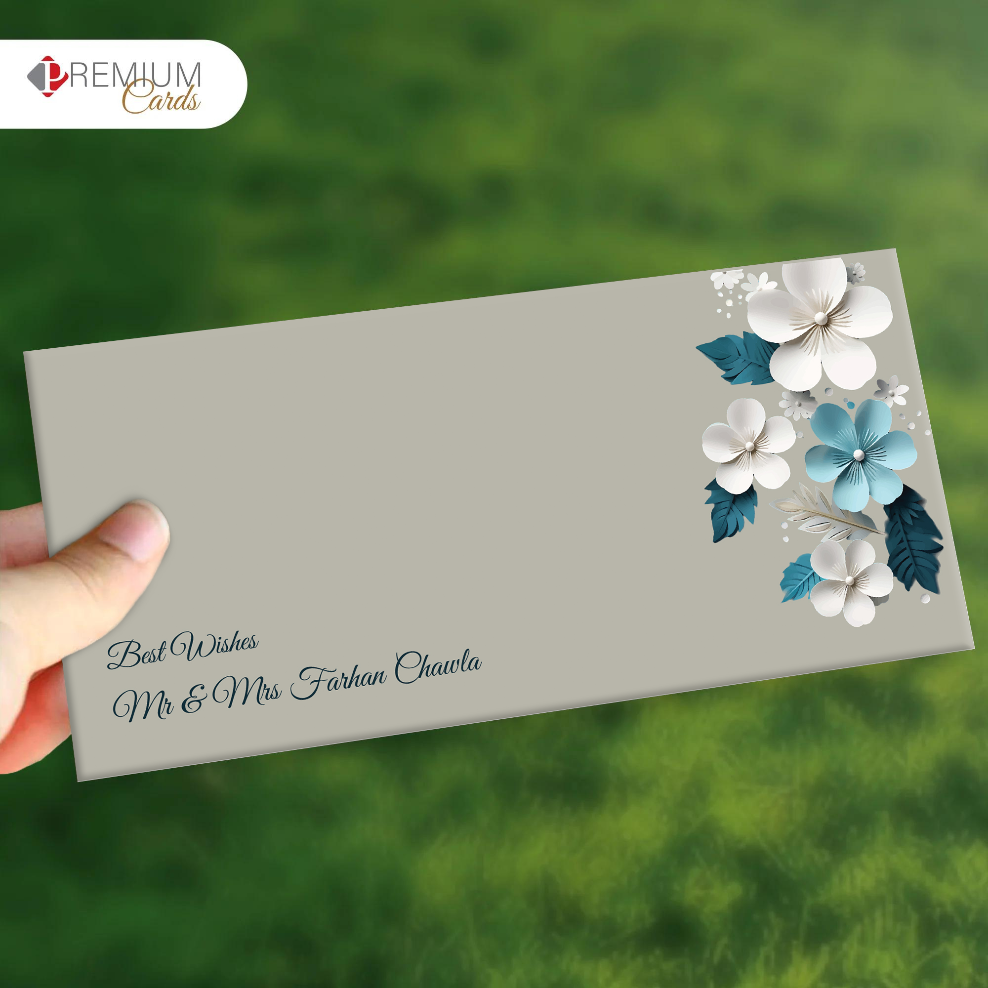 Grey Floral Best Wishes Envelope