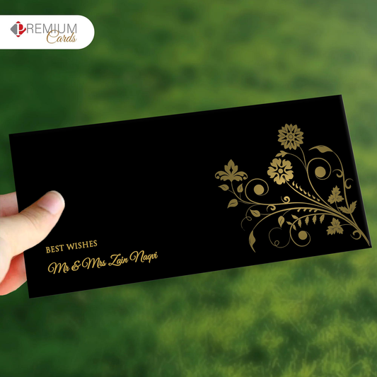 Black Blooming Best Wishes Envelope